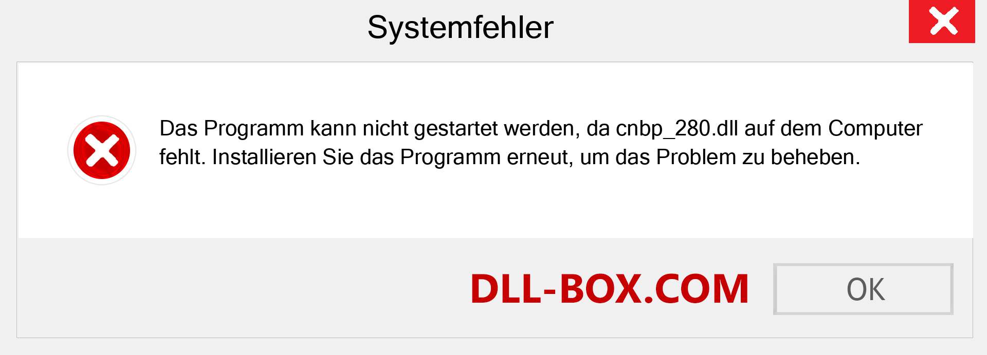 cnbp_280.dll-Datei fehlt?. Download für Windows 7, 8, 10 - Fix cnbp_280 dll Missing Error unter Windows, Fotos, Bildern